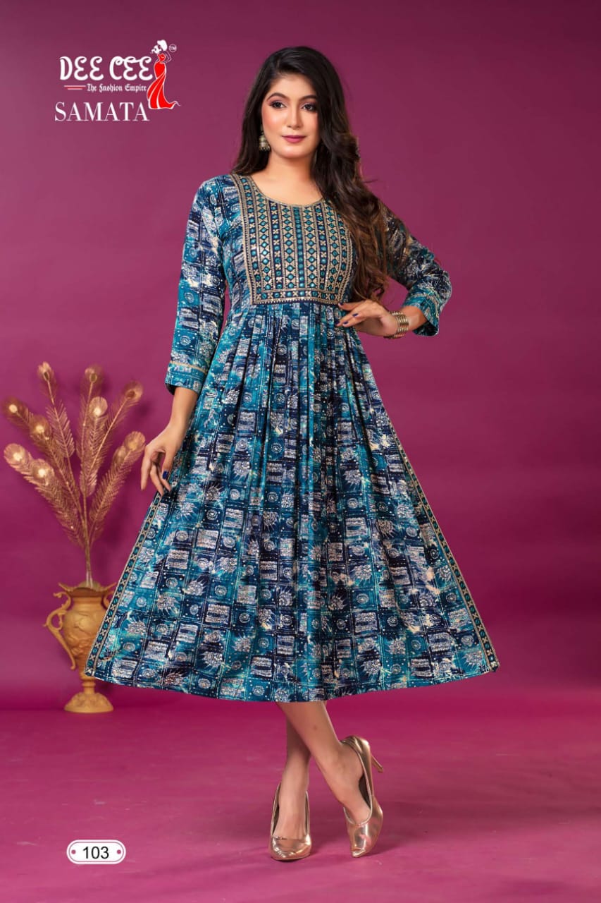 Dee Cee Samata Rayon Printed Kurtis Catalog